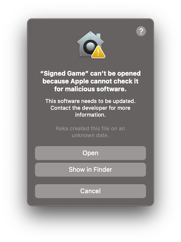 macOS Open confirmation prompt