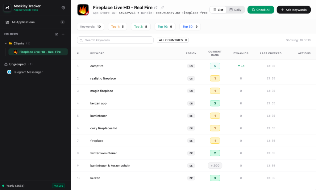 Mocklay Tracker interface preview